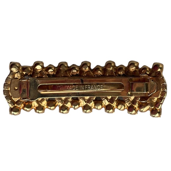 Vintage French Hair Jewelry Gold Jeweled Barrette Made in France High Quality main image 7